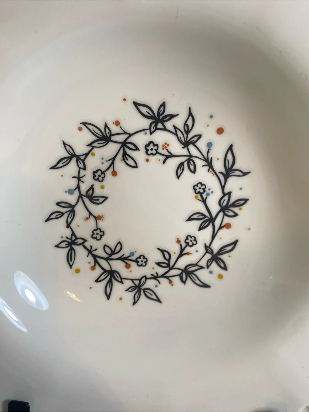 Set Of 2 IKEA Sanning White With Florals 9.5” Pasta Bowl Durable Tempered Glass